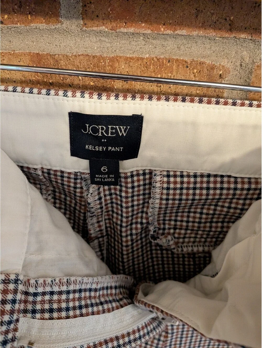 Fall Color Gingham Straight Leg J Crew Pants | Size 6